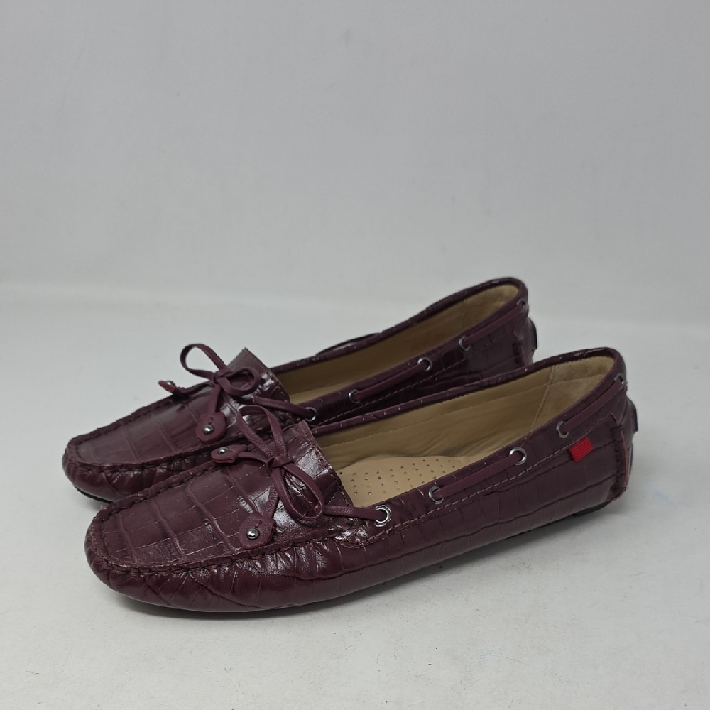 Marc Joseph Cypress Hill Wine Croc-Embossed Moccasins Size 8